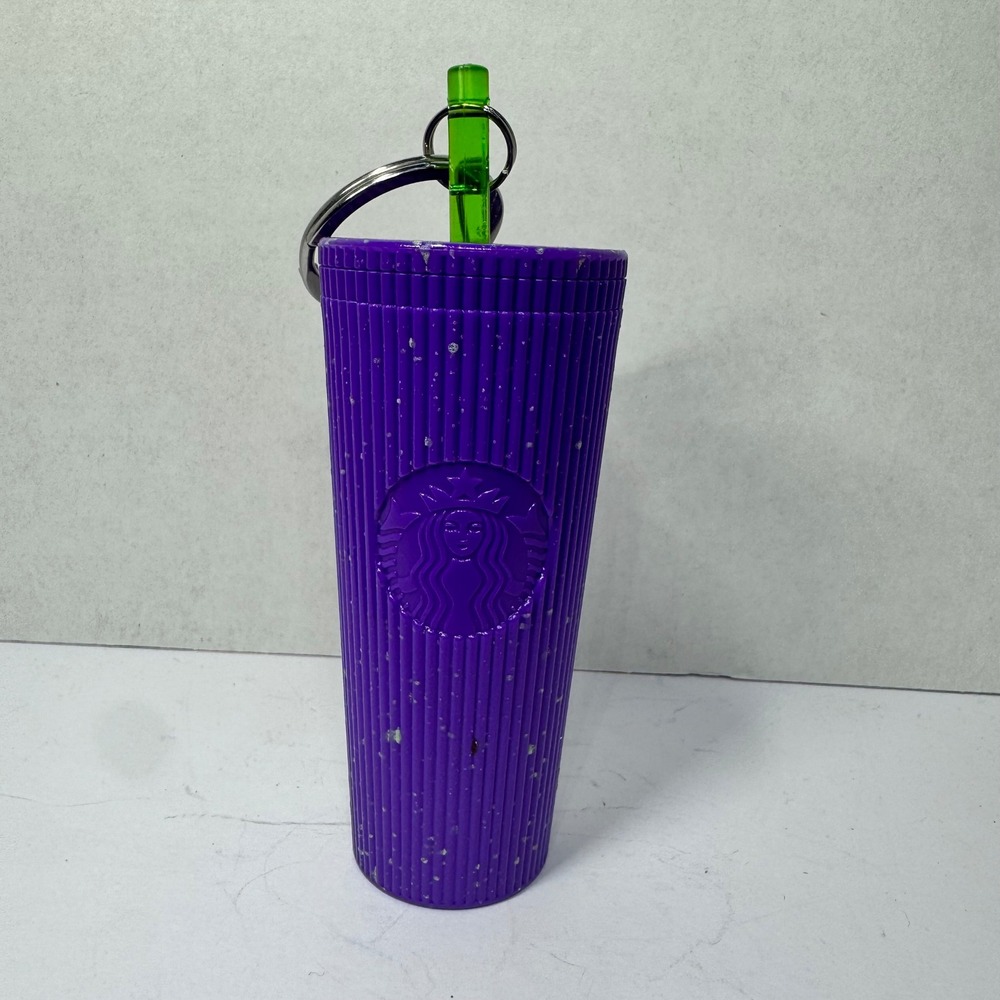 Starbucks Purple Ribbed Speckled Mini Cold Cup Tumbler Keychain 4 Inches EUC